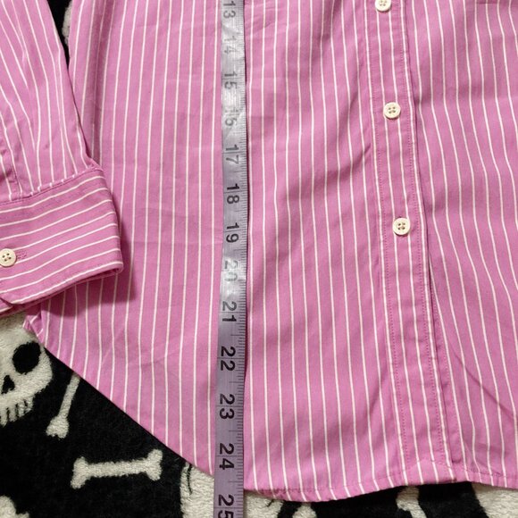 RALPH LAUREN Pink white vertical striped button-down shirt ~ SMALL MEDIUM blouse - Picture 5 of 12